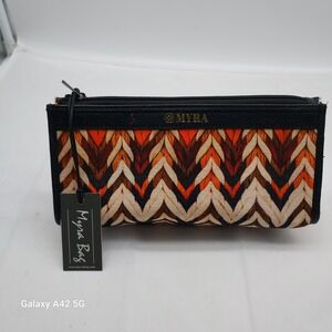 Myra Bag Buena Mia Multi-Pouch Bag S-11749 Woven Chevron Cosmetic Clutch NEW
